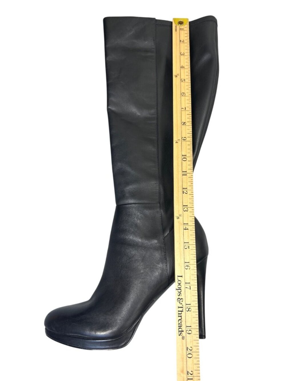 Nine West Quizme Women's 9M Knee High Platform Boots Black Leather Stiletto EUC - Picture 13 of 16